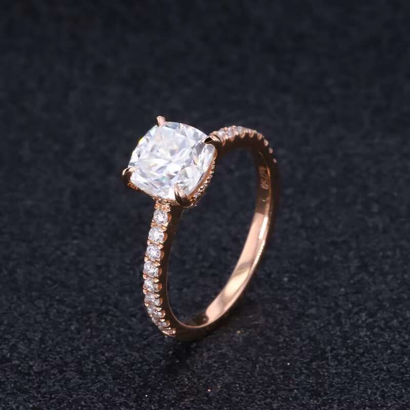 Au750 18k Rose Gold Brilliant Cut Cushion Moissanite Center Stones Fine Moissanite Jewelry for Engagement