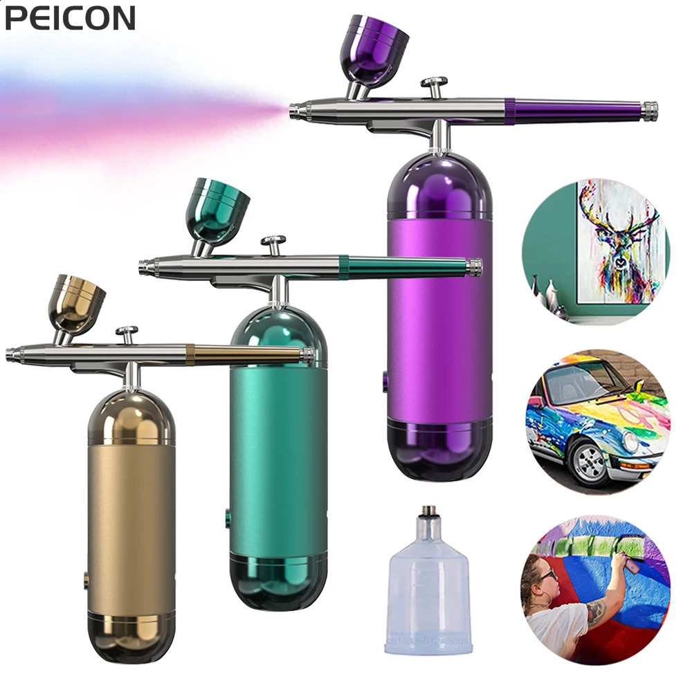 Airbrush with Compressor Airbrush Spray Gun for Painting Modeling Crafts Nail Art Wireless Portable Air Brush Painting Spray Gun 250409