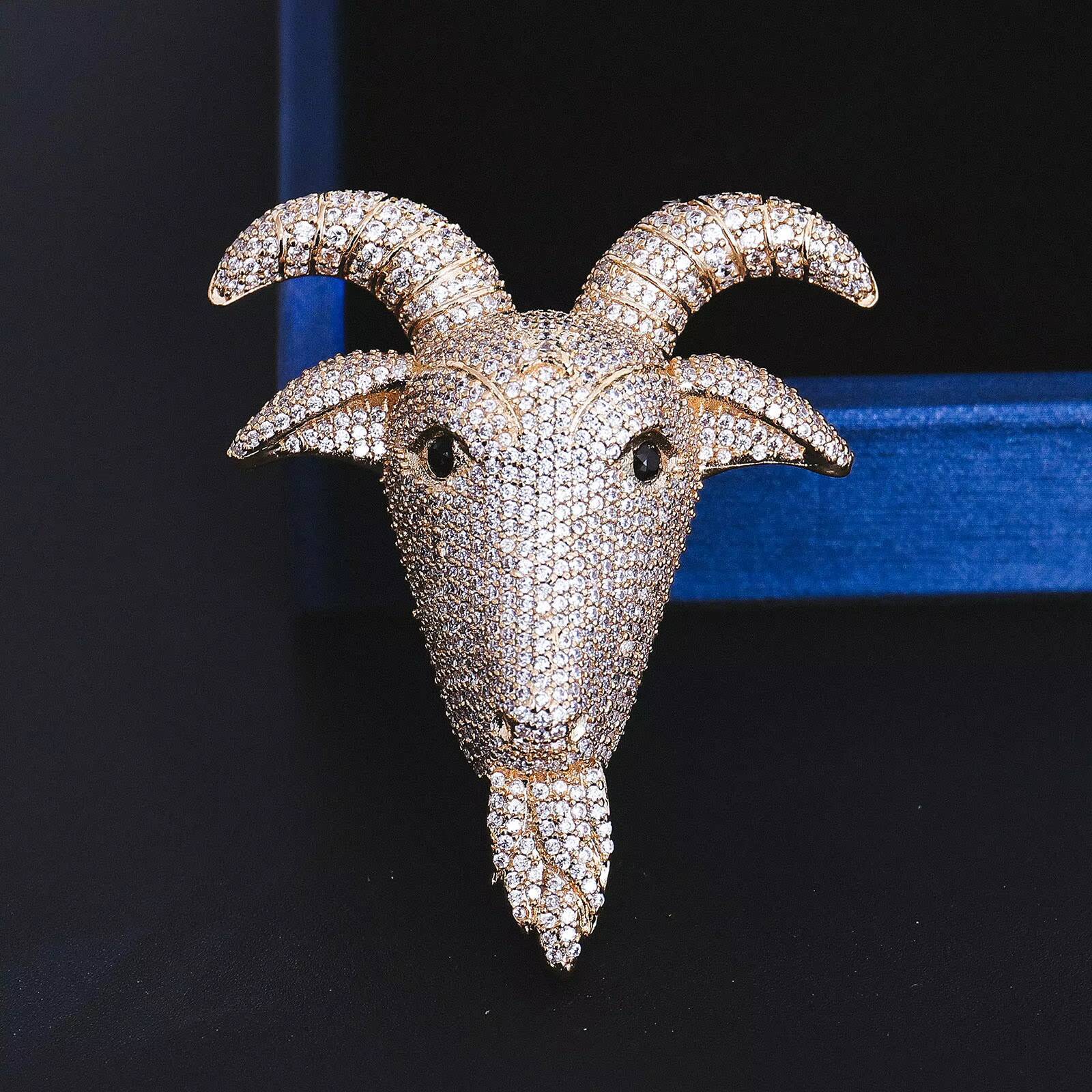 Goat Animal Pattern Hip Hop Pendant 925 Silver Gold Plated Moissanite Iced Out Jewelry Fashion Pendants Charms