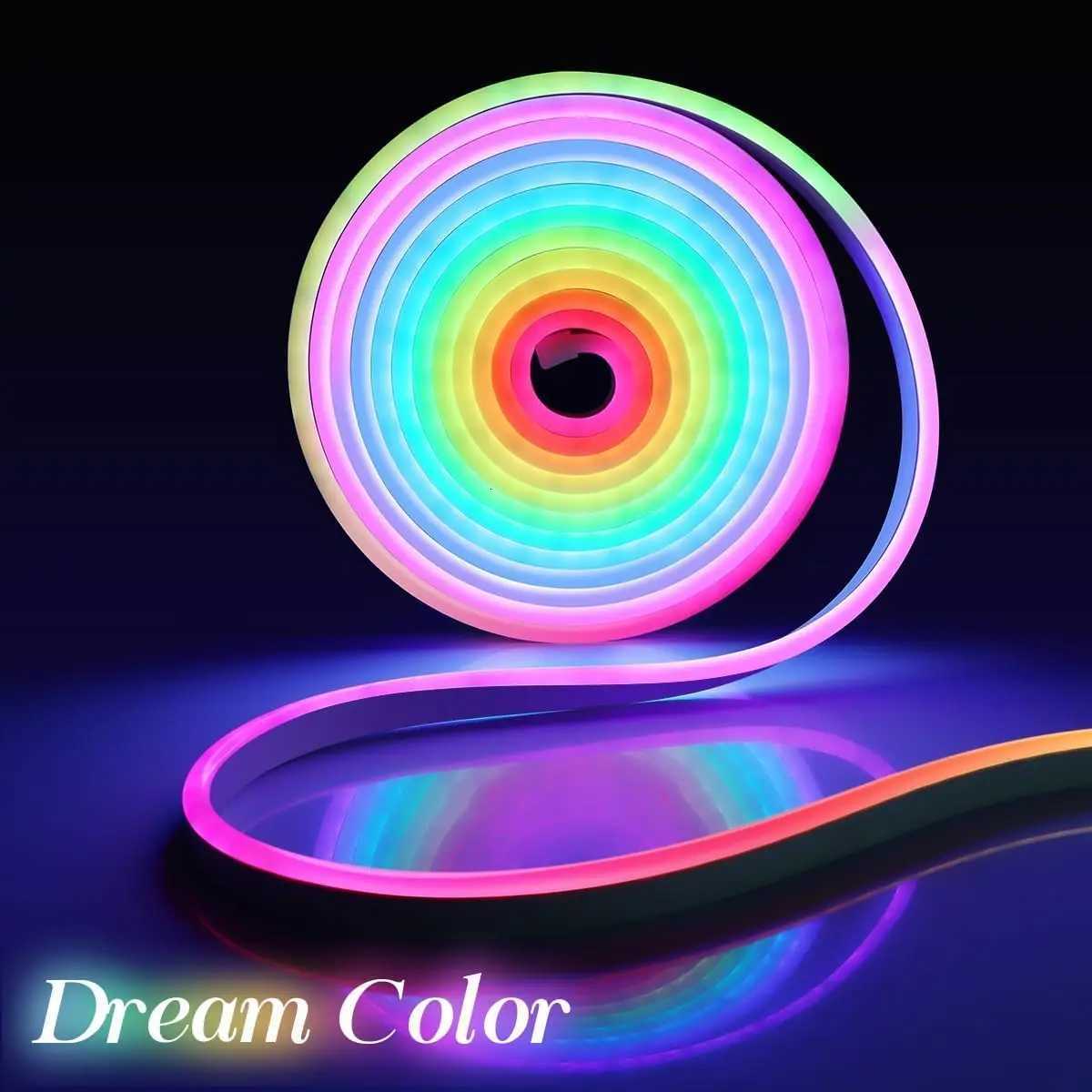 5V USB Neon LED Strip Lights 1/2/3/5M Waterproof RGBIC Neon Lamp Tape Bluetooth Remote Control For Home Party Christmas Decor W251112