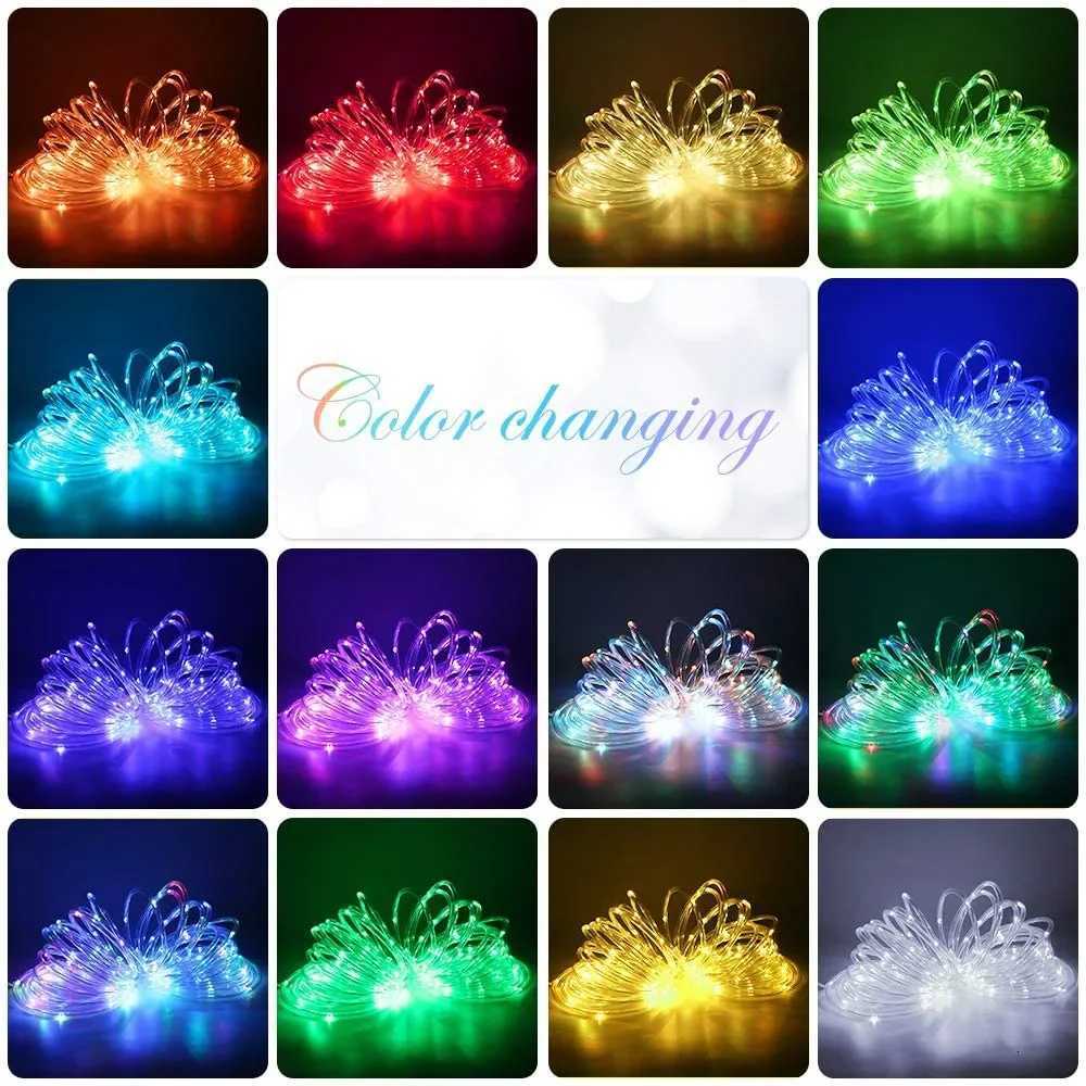7M/12M/22M Outdoor Solar Tube Rope Led Light Garden Waterproof Strip Lights for Christmas Decoration Wedding Fence Fairy Lamp W251112