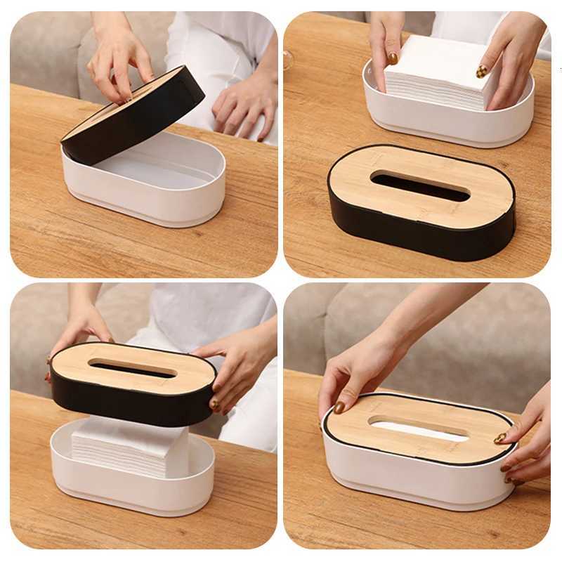 Tissue box Holder Bamboo Cover Toilet Paper Box Convenient Napkin Holder Removable Decorative Tissue Box He Storage Boxes Y251112