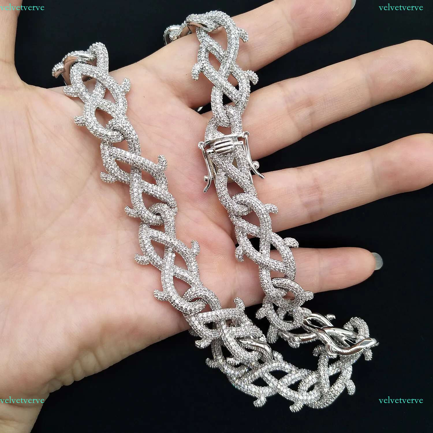 New fashion Cublic Zirconia Thorn k chain Personalized and White Gold full CZ Stone Mens Hip Hop Iced Out Cuban Chain Necklace Wolf Tide Jewelry