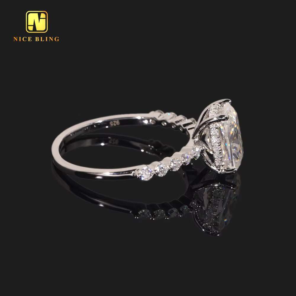 Manufacturer Direct Selling Wedding Ring VVS Moissanite 925 Silver Rings Diamond Jewelry Radiant Cut Engagement Ring for Women
