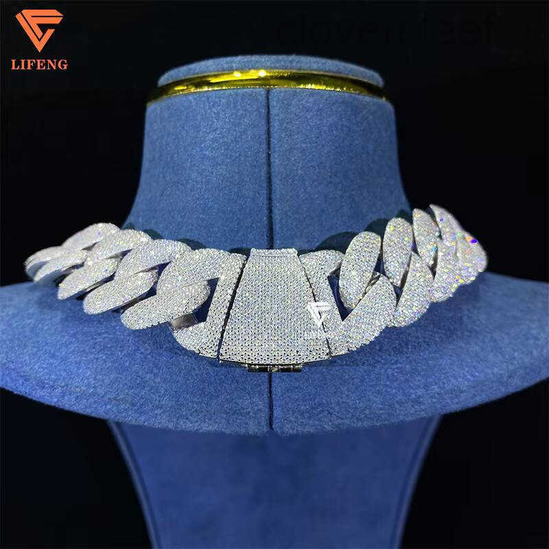 23mm High Quality Hip Hop Jewelry Big Cuban Link Chain Custom Mens Necklace Iced Out VVS Moissanite Diamond With Gra Certified RandomText