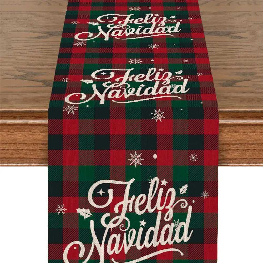Christmas 2025 New Christmas Table Flag American Christmas Pattern Linen Creative Cartoon Living Room Dining Room Decorative Table Flag Y251113