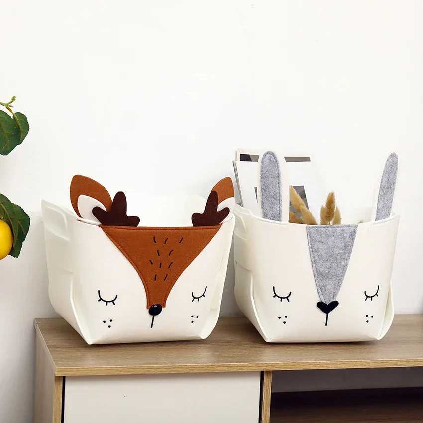 Cute Cartoon DIY Storage Box Felt Fabric Foldable Storage Basket For Nursery Toys Organizers Y251112