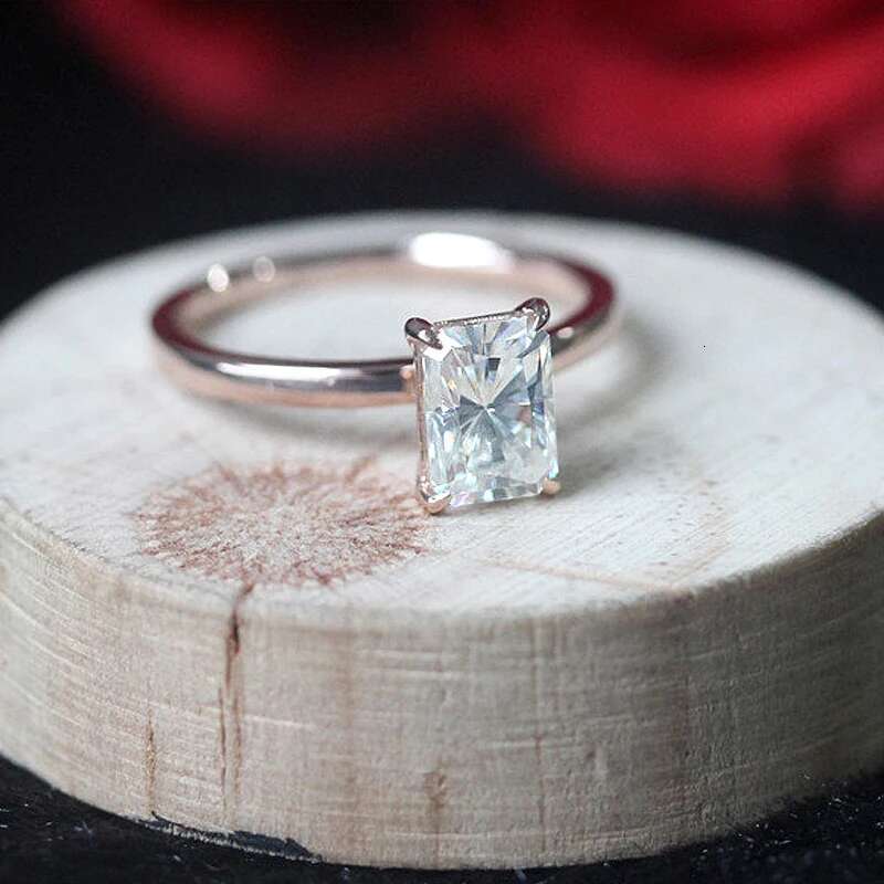 1.2ct Carat 5x7mm Radiant Cut CVD HPHT Lab Grown Diamond Engagement Ring Solid 14K White Gold Wedding Ring For Woman With IGI