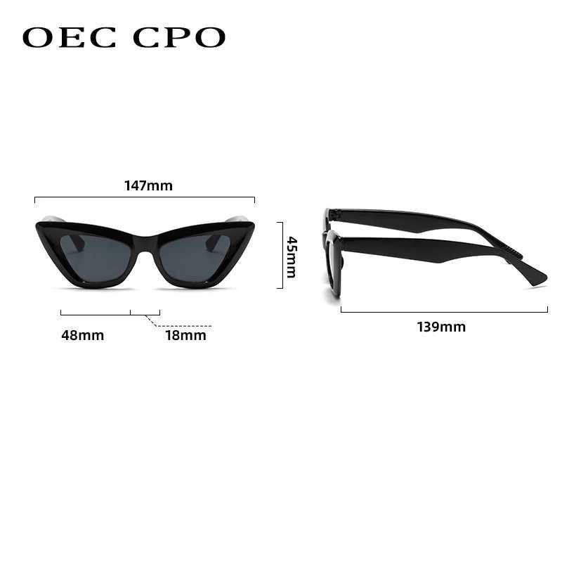 OEC CPO Retro Cat eye Sunglasses Women Fashion Colorful Green Sun Glasses Lady Vintage Shades Eyewear Oculos Lunette De SoleilC250412