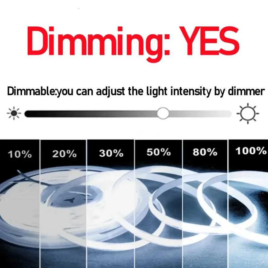 5M 10M COB LED Light Strip DC12V 24V 8mm LED Lights for Room Bedroom TV Decor High Density Soft Flexible Neon Tape Light Lamp W251112