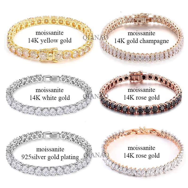 Wholesale 2mm Tennis Chain Original 925 Sterling Silver Round D VVS Moissanite Diamond Hip Hop JewelryTennis Bracelet for Women