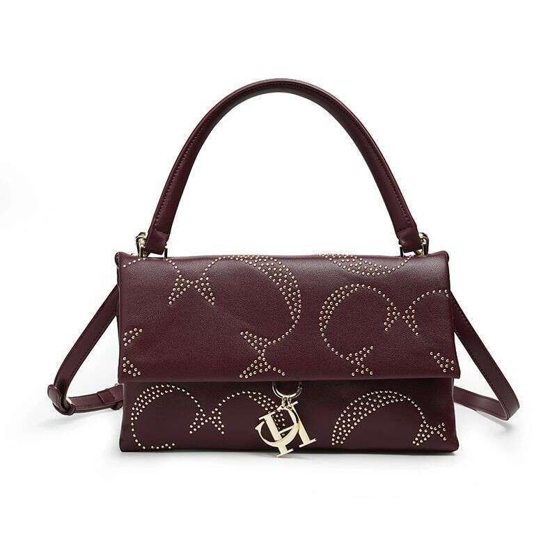 CHHC Handbag Solid Color Design Gold Rivet Decoration Party High-End PU Leather Women's Crossbody Bag