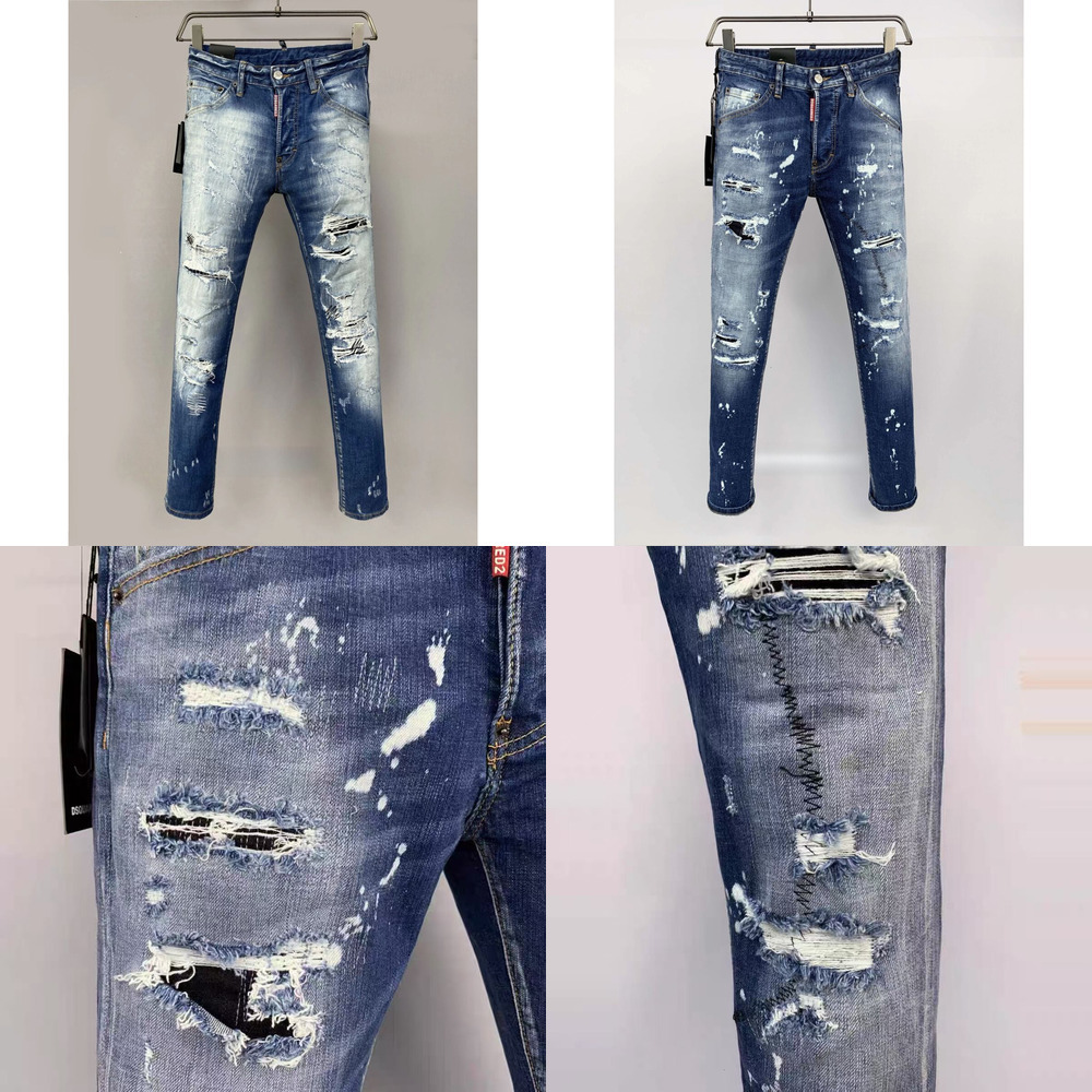 dsquared4jeans designer jeans Black Hip Hop Rock Moto jeans Design Ripped Distressed Denim Biker for Men 881 designer Embroidery jeans Skinny jeans jeans dsqare 1d