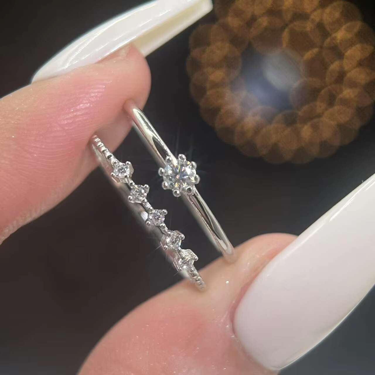 Fashion Jewelry Moissanite Eternity Wedding Ring Set VVS Round Shape Diamond S925 Sterling Silver for Women Wedding Engagement