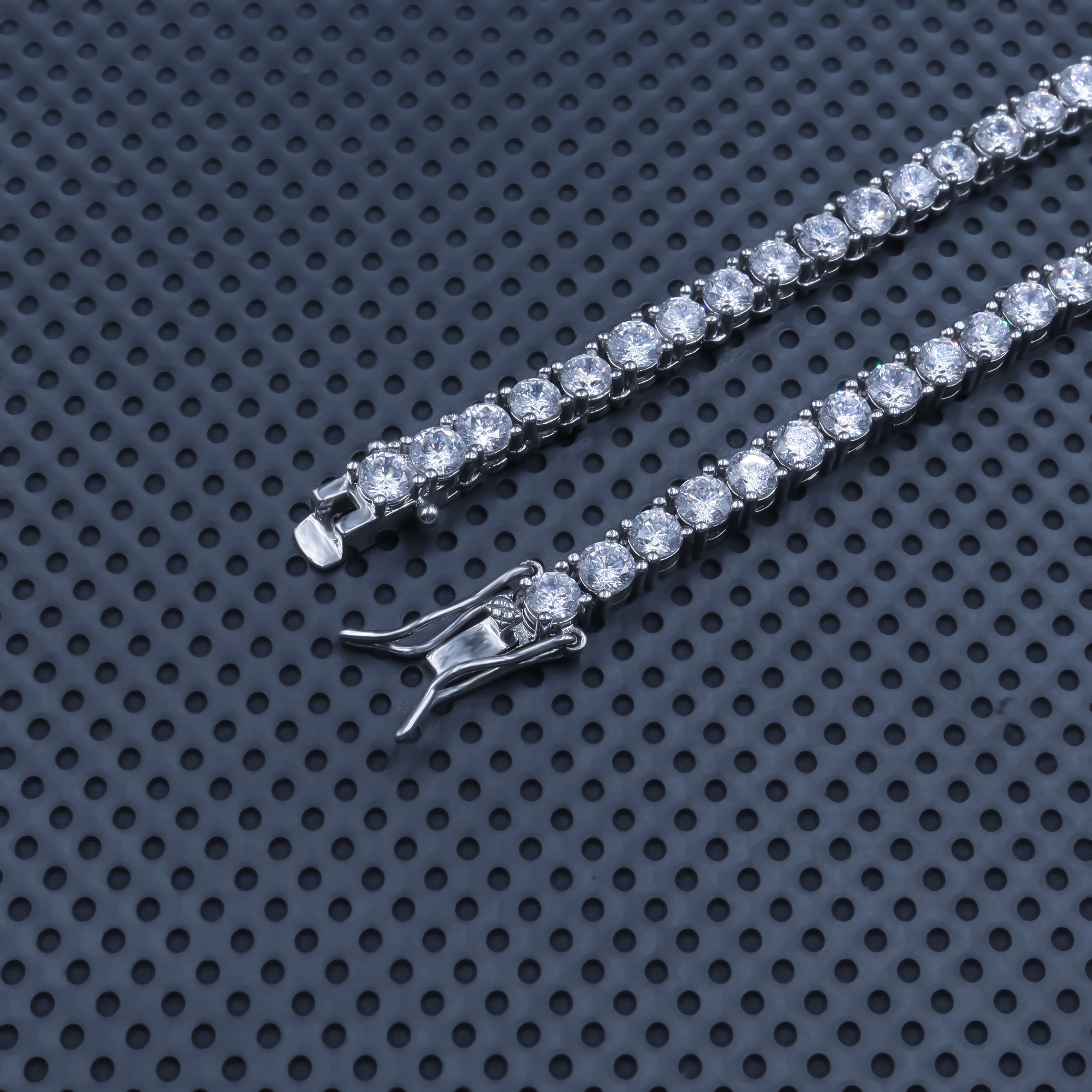 Tennis Chain D VVVS S925 Silver Moissanite Tennis Bracelet with Round Diamond White Gold Plated Fashionable Jewelry for Gift
