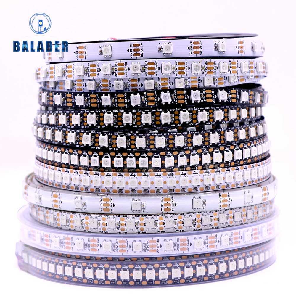 WS2812B Led Strip 5v 30/60/74/96/144 Leds Smart RGB Pixel Strip Black/White PCB IP30/65/67 WS2811 IC Led Light 1m/2m/3m/4m/5m W251112