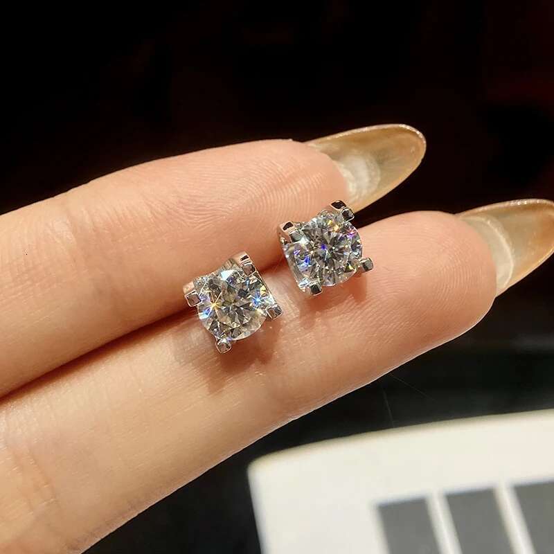 GRA 1CT Elegance Four Prong Certified Moissanite Diamond Stud Earrings For Women Gift Real 925 Sterling Silver Fine Jewelry