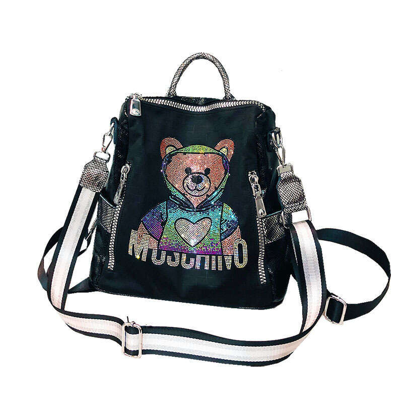 Backpack Colorful Diamond Bear for Women New Fashion Personality Large Capacity Backpack Elegance Versatile Women's Bag