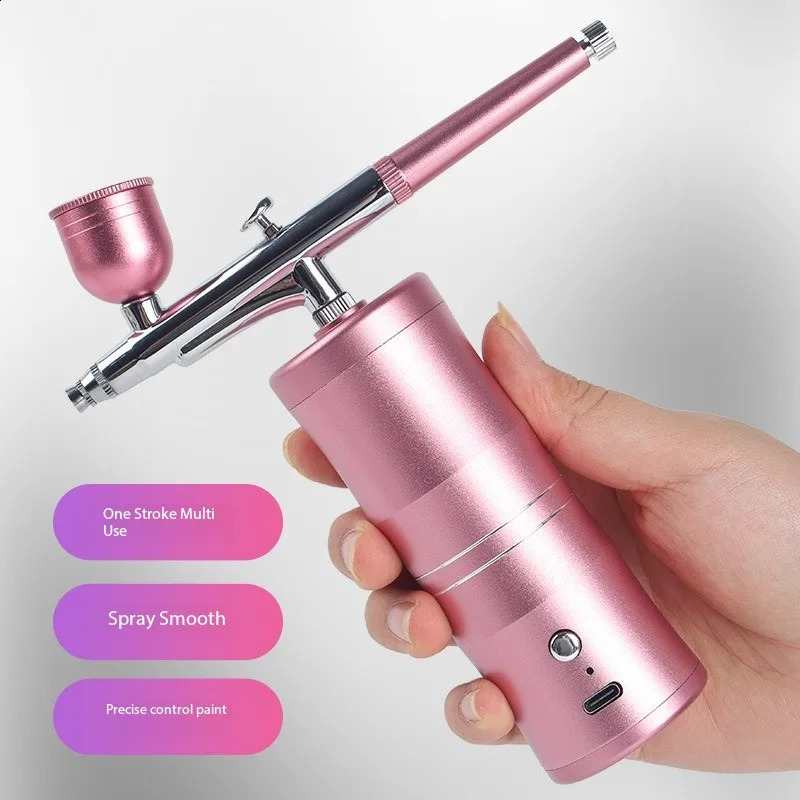 Portable Rechargeable Wireless Airbrush With Compressor Single Action Spray Gun For Face Beauty Nail Art Tattoo Craft Cake Paint 250409
