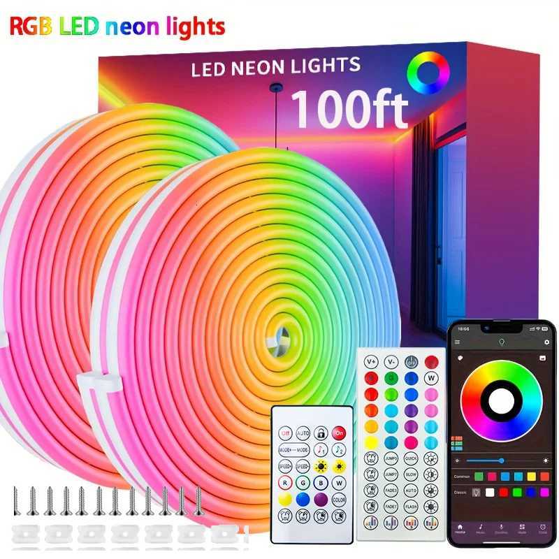 24V RGB 5m 10m 20m 30m LED Neon Strip Light Bluetooth APP 24key 44key Remote Control Music Sync Power Kit 60LED Waterproof Decor W251112