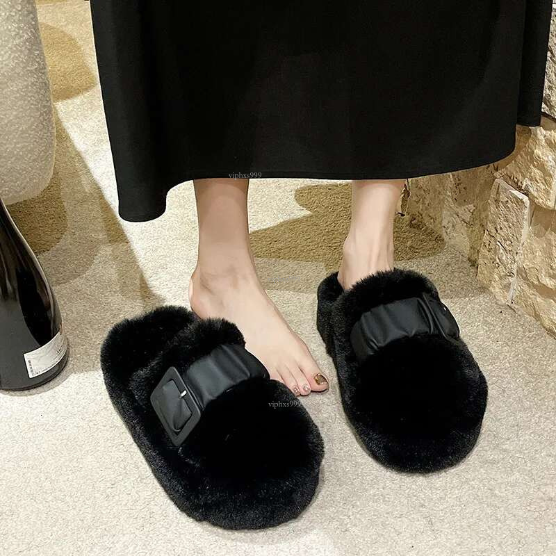 Outdoor Network Red Thick Bottom Bao Head Hair Slippers 2024 New Designer Slippers Korean Fairy Wind With Plush Cotton Shoes