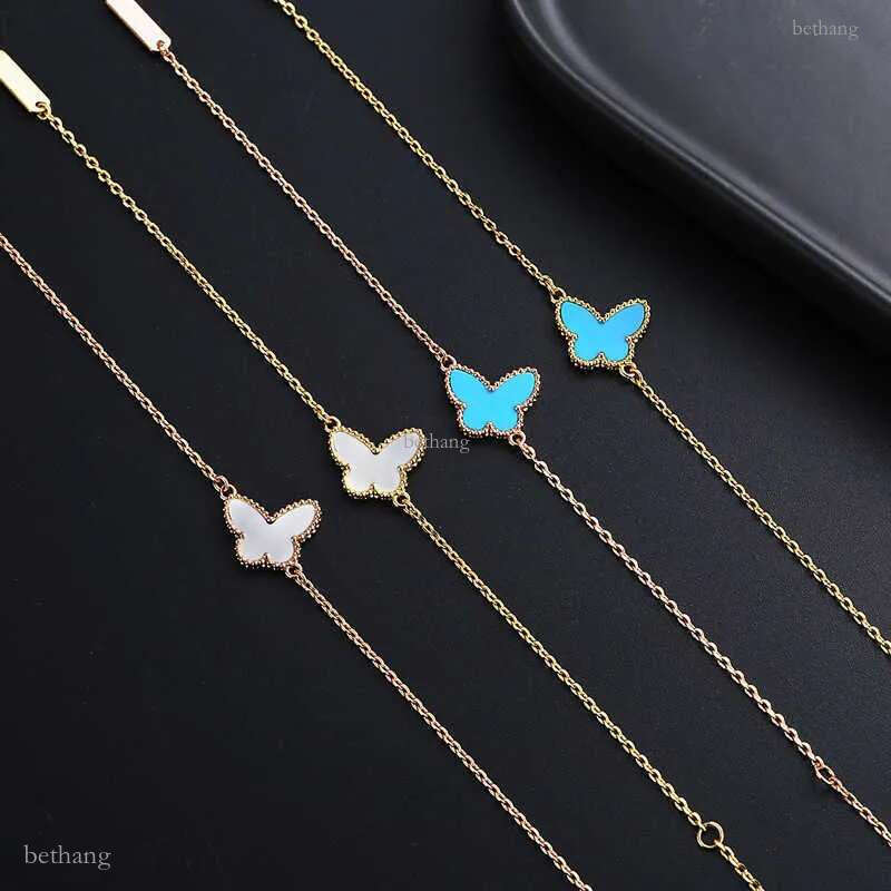 Charm Bracelets V Gold Butterfly Bracelet Womens White Beimu Ke Blue Turquoise Elegant Jewelry High Quality Treasure Batch J241128