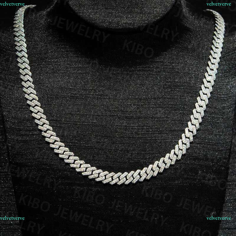 Rapper Jewelry Iced Out Hiphop Necklace For Men 8mm 10mm 12mm Sterg Sier lab dia moissanite cuban k chain very nice