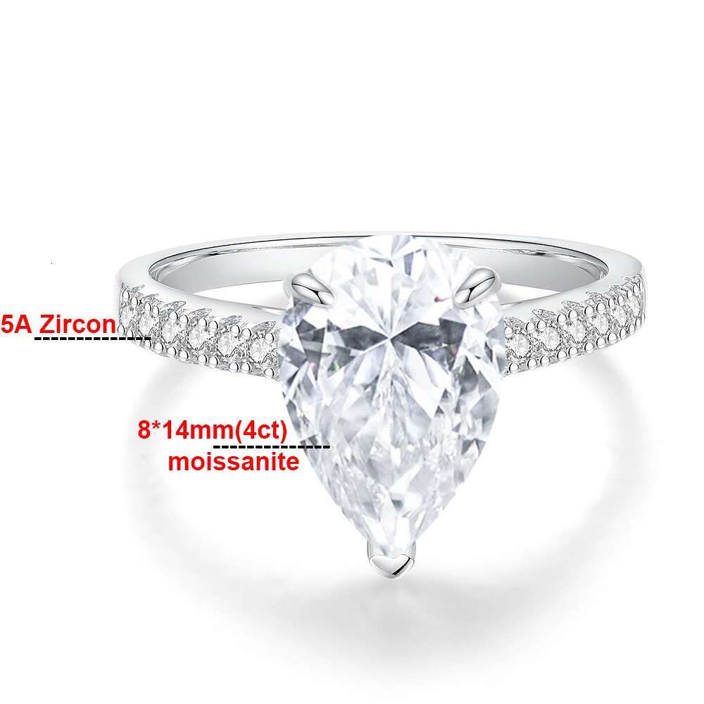 8*12mm D Color Pear Shaped Moissanite Engagement Rings for Women Sparkling Lab Diamond 925 Sterling Silver Wedding Band Jewelry