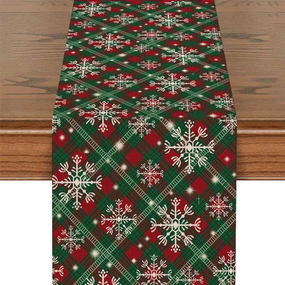 Christmas 2025 New Christmas Table Flag American Christmas Pattern Linen Creative Cartoon Living Room Dining Room Decorative Table Flag Y251113