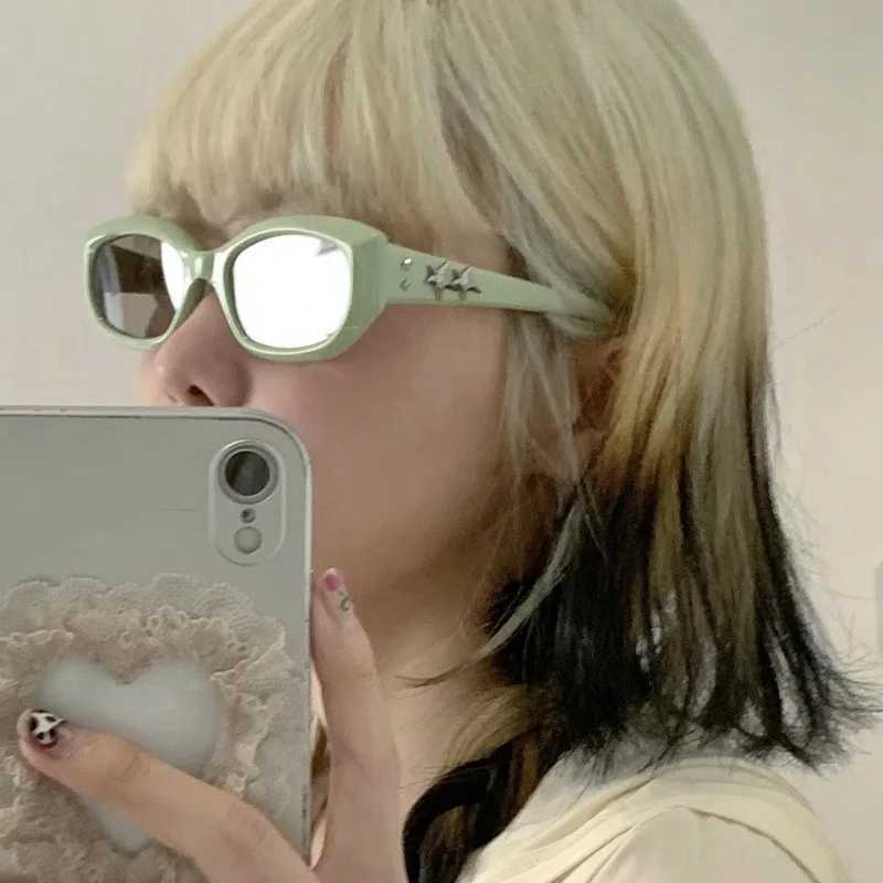 Korea Dopamine Green Sunglasses Women INS Street Shot Sunshade Glasses Dustproof Windproof Riding Glasses UV400 Sunglasses MenC250412