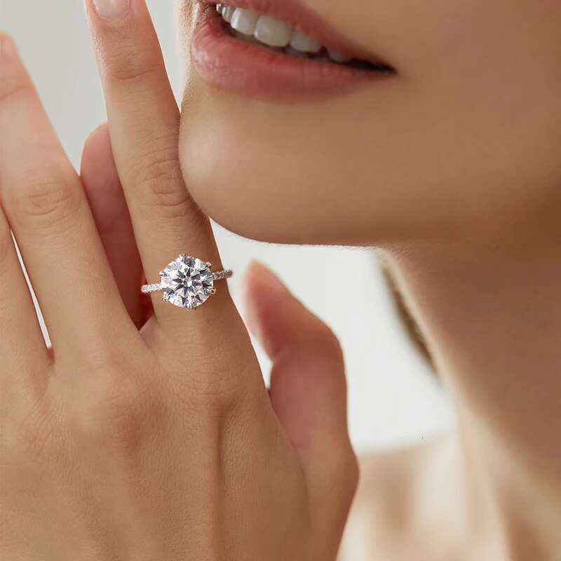 GRA Classic Luxury 5CT Certified Moissanite Diamond Engagement Rings For Women Real 925 Sterling Silver Top Quality Fine Jewelry