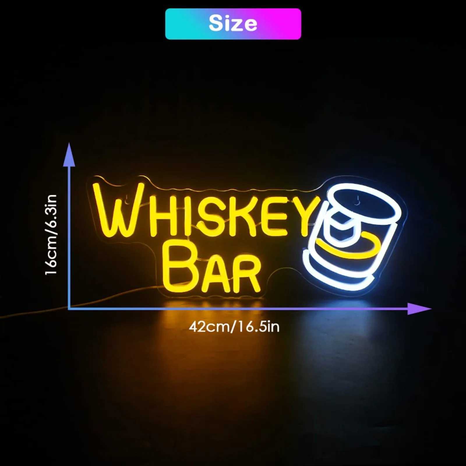 BLOEMNEO Whiskey Bar Neon Sign Neon Lights For Wall Decor Light Up Bar Signs For Home Bar Cart Restaurant Beer Cafe Bistro W251112