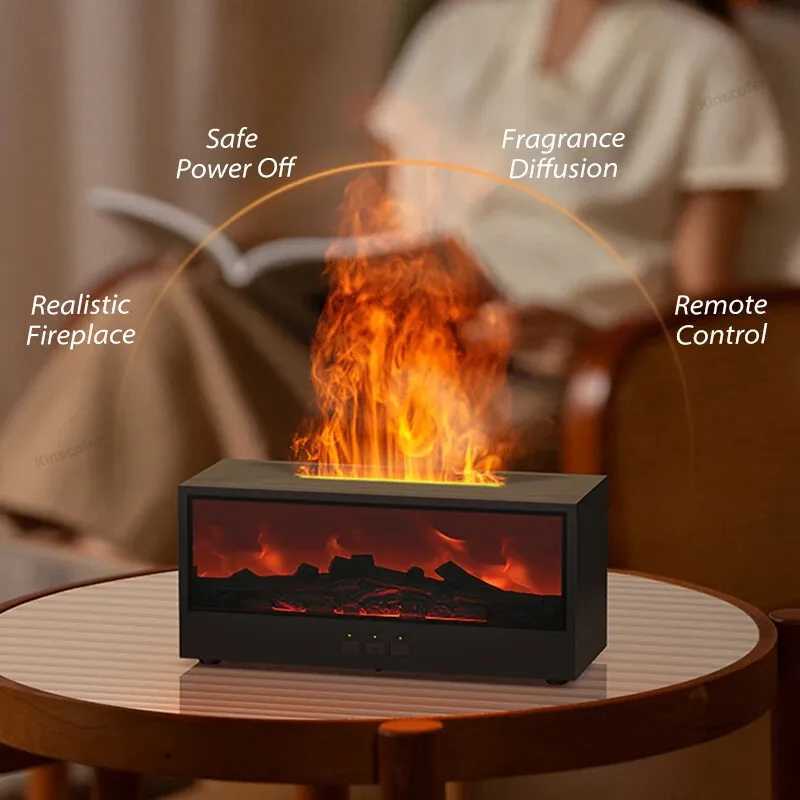 7 Colors Flame Essential Oil Diffuser Mini Fireplace Aromatherapy Humidifier LED Mist Maker for Home Bedroom Relax Decor Y251113