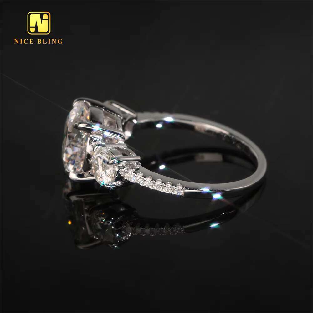 10mm Big Moissanite Fine Jewelry Silver Plated Wedding Ring VVS Moissanite 925 Silver Rings Diamond Engagement Ring for Women