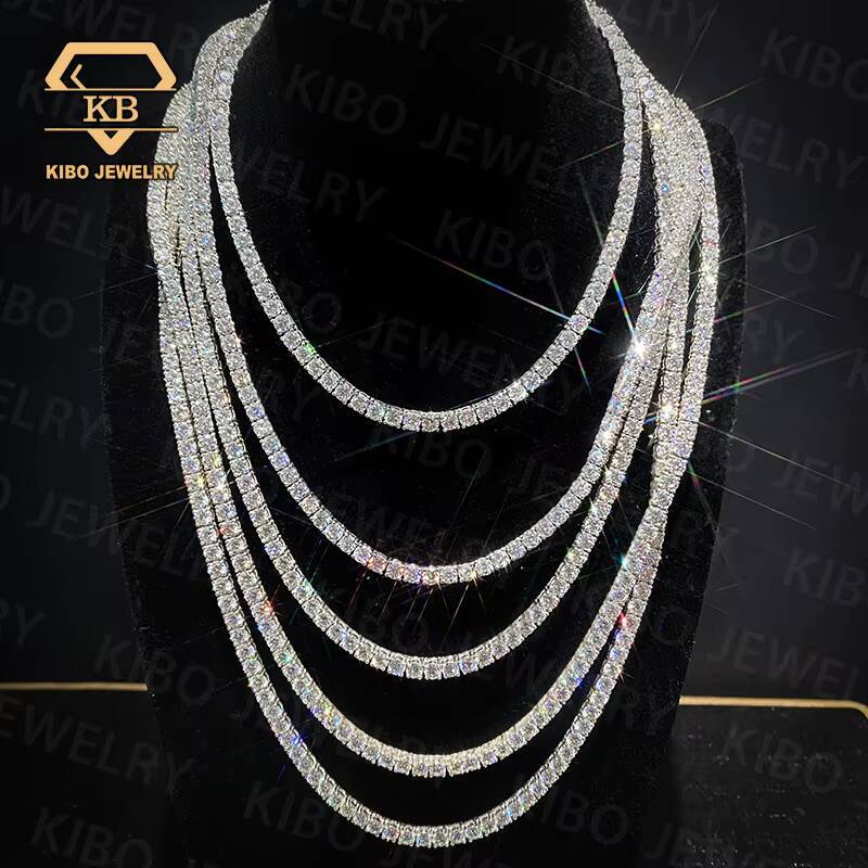 D Color Moissanite Tennis Chains Jewelry Hip Hop Gold Plated 925 Sterling Silver Shining VVS Moissanite Tennis Necklace Chain