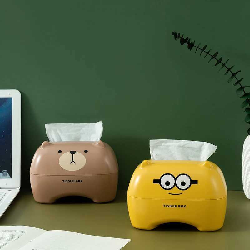 Kawaii Cat Teddy Bear Tissue Box Desktop Toilet Paper Holder Kitchen Napkin Storage Box WC Paper Container Nordic Style Decor Y251112