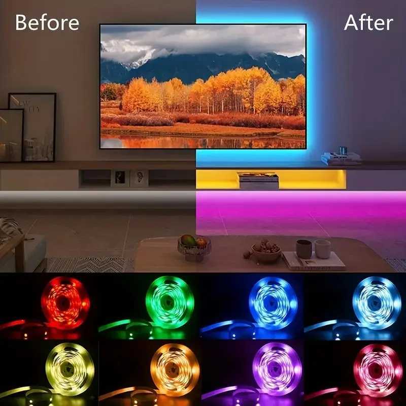 24V Led Lights for Room Music Sync RGB Led Strip Lights 10m 20m 30m 40m Flexible Ribbon for Room Bedroom Decor TV Backlights W251112