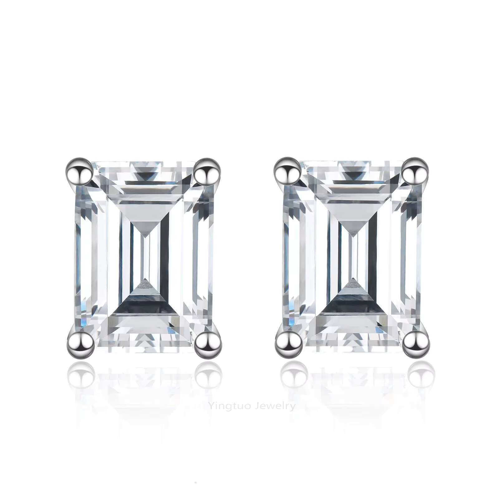 Good Price 18K Four Claws Silver Stud Ladies Round Brilliant Cut Moissanite Earrings S925 3mm/4mm/5mm Moissanite Jewelry