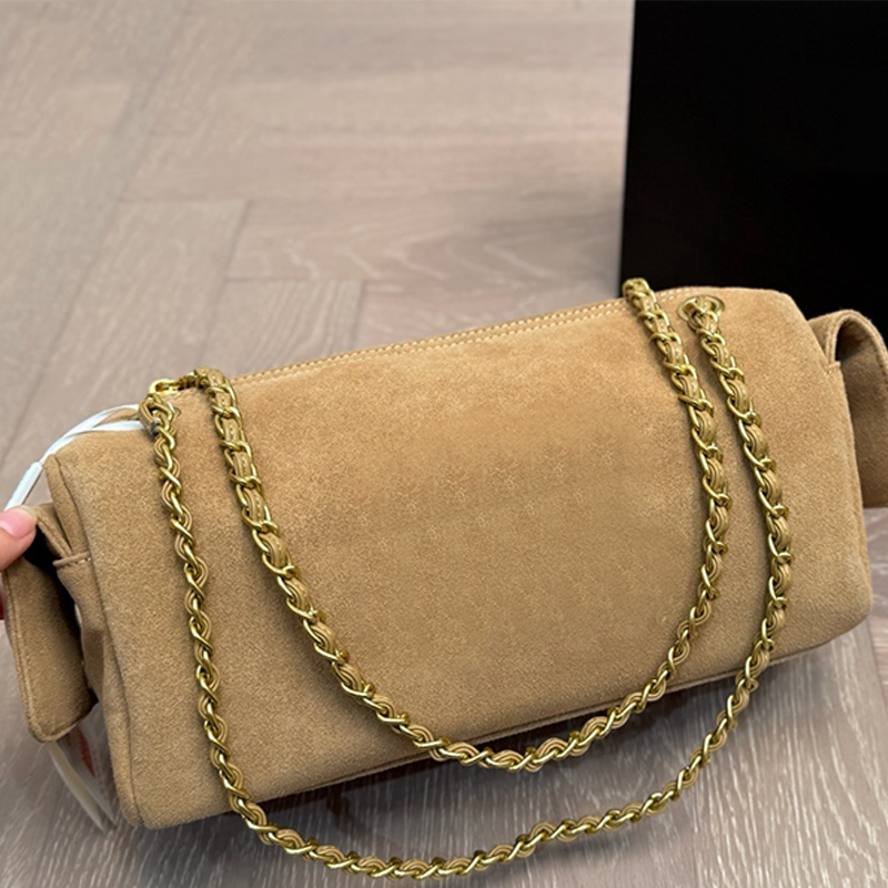 Fashionable chain commuter bag classic cylinder bag retro designer bag women's single-shoulder bag high-end handbag practical crossbody bag high-quality leather bag
