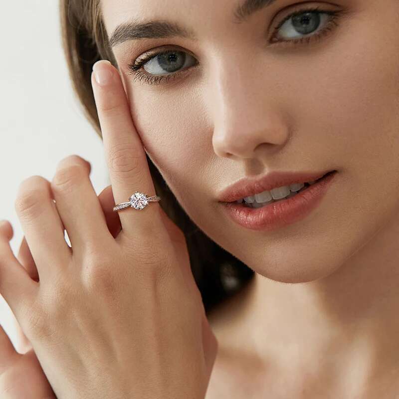GRA Classic 1CT Crown Certified Moissanite Diamond Engagement Rings For Women Real 925 Sterling Silver Best Quality Fine Jewelry