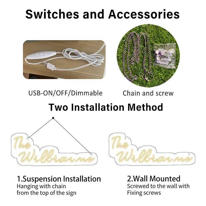 Custom Neon Signs Neon Name Sign Wall Decor Personalized LED Sign Custom Neon Lights for Wedding Birthday Party Christmas Gift W251112