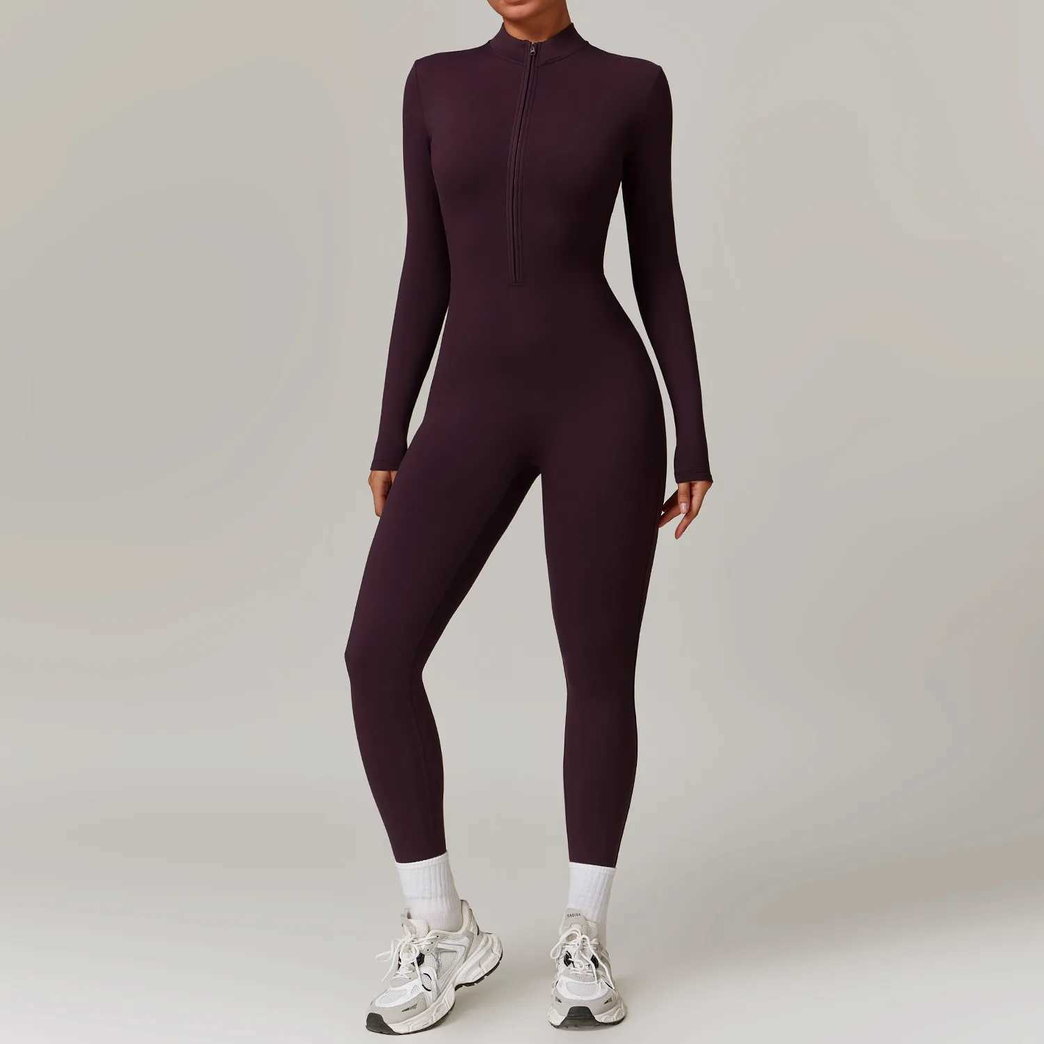 Zipper Yoga Rompers Long Sleeved One-piece Womens Sportswear Gym Jumpsuits Workout High-intensity Fitness Skin-tight Garment J251112