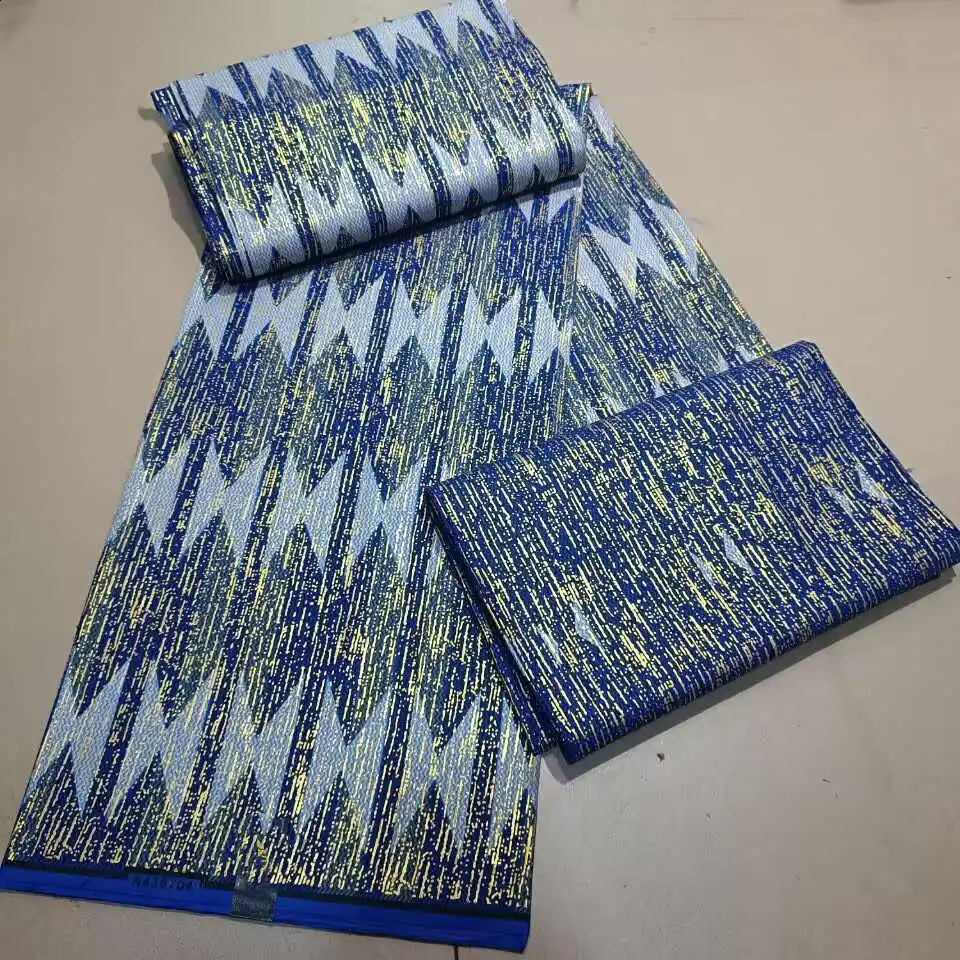 KENTE 42YARD 2024 Latest 6 Yards/lot African Fabric Gold Powder Ankara 100% Cotton Farbic For Sewing Wax Print Fabric 250407