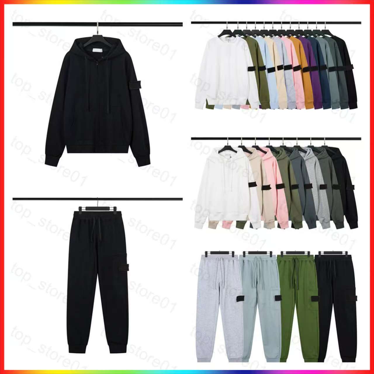 Designers Mens stone Hoodie sweater jacket zip spider Hoody Women essentials Casual badge Logo Long Sleeve Couple Loose sweatshirt topstoney Sweatshirt Pants