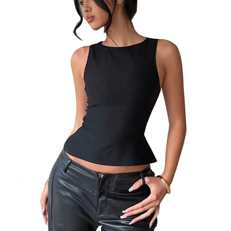 Womens clothing 2025 summer new sexy style small vest elastic sleeveless slim fit top for women