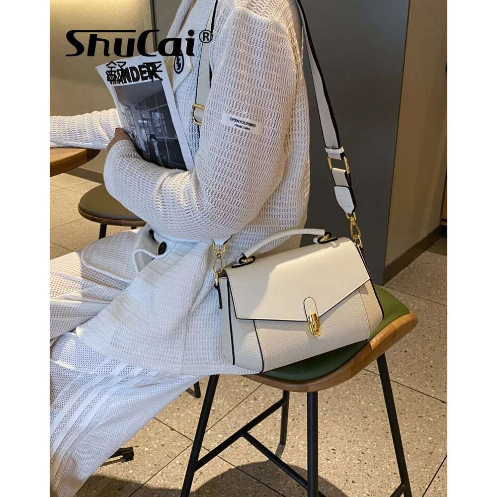 Genuine Leather Women New Trendy All-Match Messenger Shoulder Crossbody Ladies Fashion Handbags High Quality White Bag