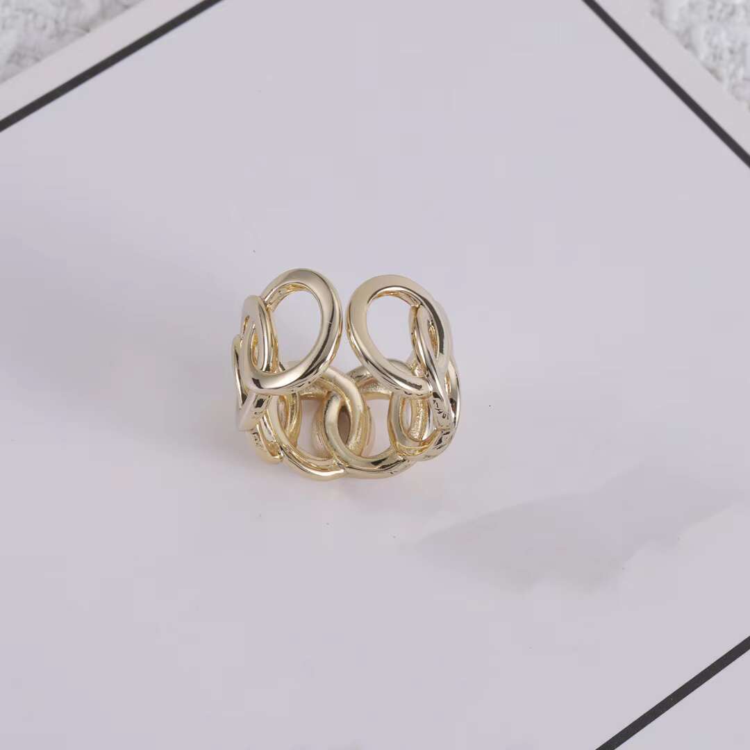 Popular Cuban Chain Hip Hop Ring Fashion Copper 18K Gold Plated Jewelry Ring for Men and Women