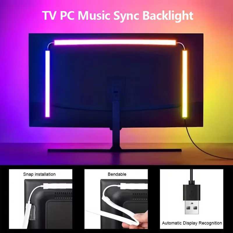 Smart Ambient TV Backlight USB PC LED Strip Lights 24 27 32 34 Inch Monitor Screen LED Backlight DIY Game Atmosphere Decor Lamp W251112