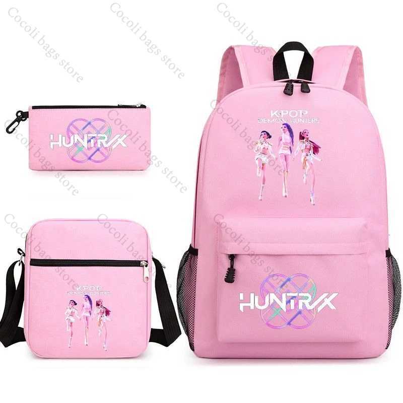 2025 KPop Demon Hunters Backpack School Bags for Girls HUNTRIX Print 3 Pieces Set School Backpacks Back to School Bag for ChildW251113