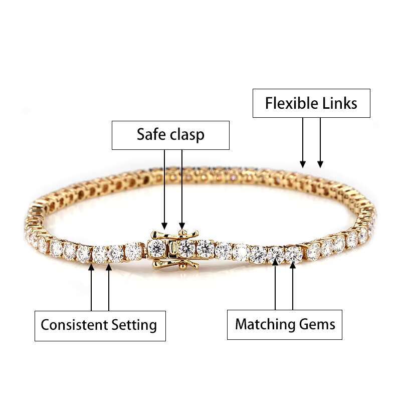 Tennis Bracelet 925 Silver Mossinate Diamond Women Men 2024 New Style Tennis Chain with Light Blue Stones.